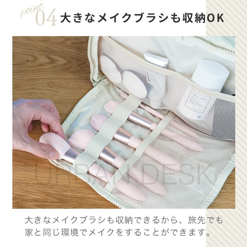 Puffly トラベルポーチ｜大容量×ワイドオープン／防水ポケット付き