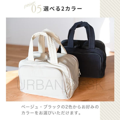 Puffly トラベルポーチ｜大容量×ワイドオープン／防水ポケット付き